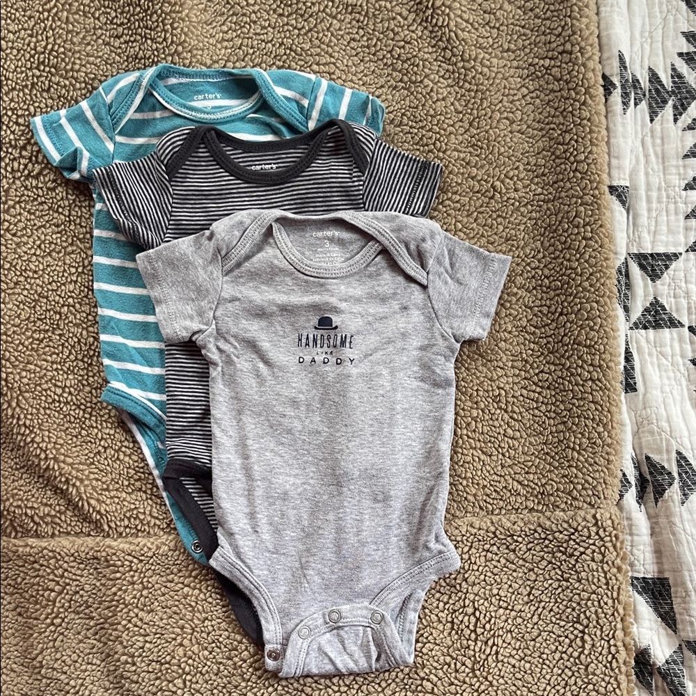 Carter's Baby Bodysuits - Teal, Black, Gray